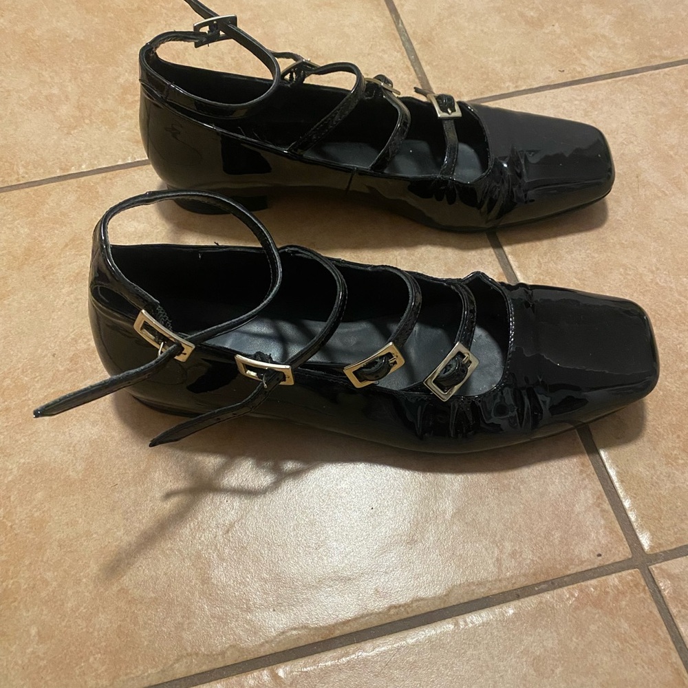 LUKE ONIX BLACK LEATHER BALLET FLATS